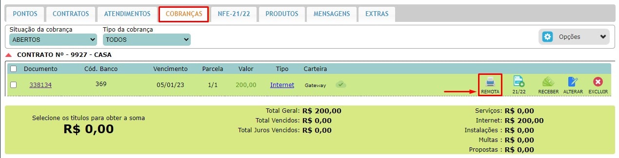 Impressão remota.