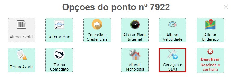 Opções do ponto.