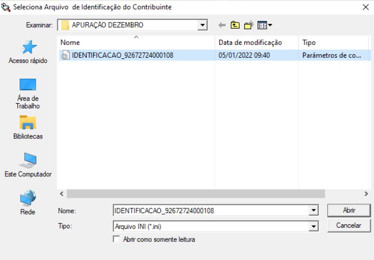 Carregar arquivo de identificacao no validador de nota fiscal.