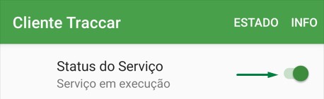 Ativar serviço no aplicativo Traccar.