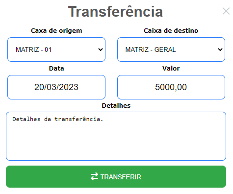 Realizar transferência entre caixas.