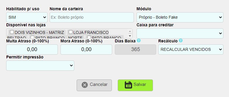 Configurar carteira para emissão de boleto próprio no ISPFY.