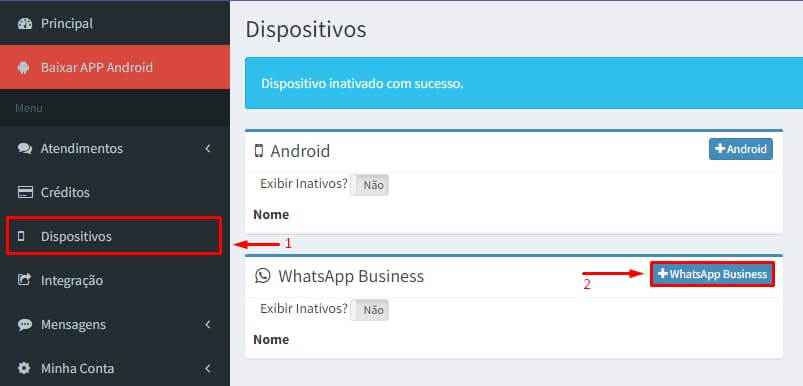 Adicionar dispositivos no SMSNET.