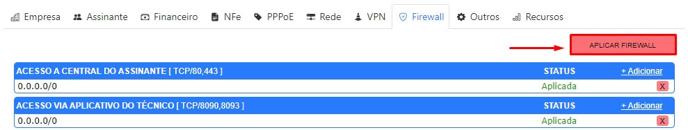 Aplicar novo firewall no ISPFY.