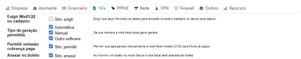 Configurar parâmetros para a emissão de nota fiscal no ISPFY.