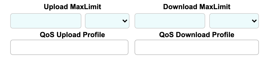 Upoad e Download MaxLimit e QoS Profile